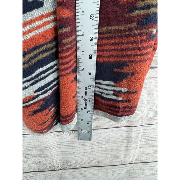 Lucky Brand Aztec Drape Cardigan Sweater Womens Small Gray Maroon Rust - Picture 12 of 14